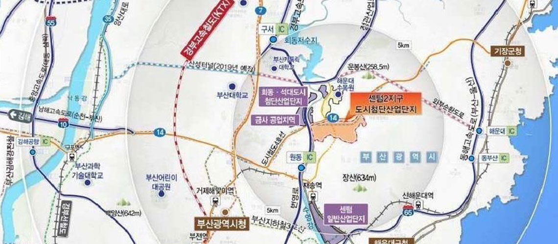 센텀2 도시첨단산업단지 조성사업 위치도